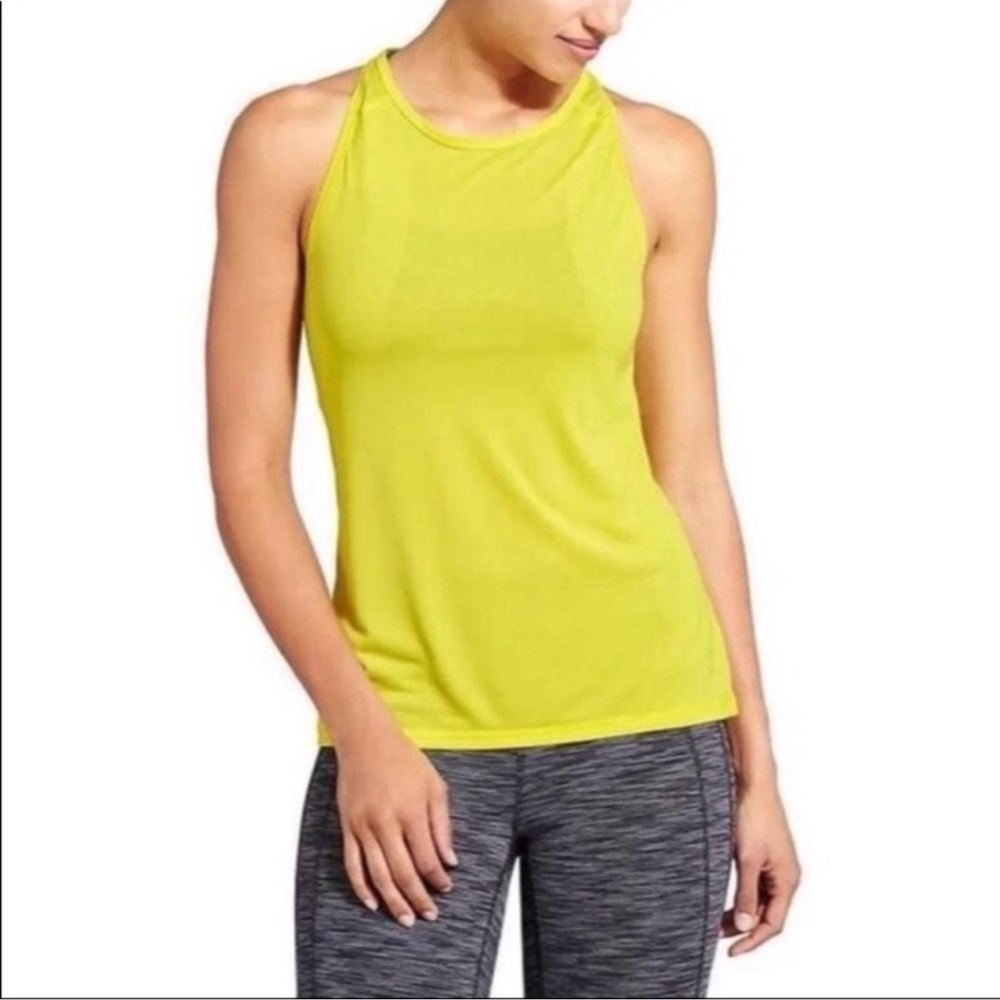 ATHLETA Surge Tank Top Racerback Lightweight 100% Polyester Chartreuse Yellow Sm